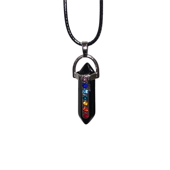 UNBRANDED Natural ONYX and CRYSTAL Rhinestone
Pendant STATEMENT Necklace - Picture 1 of 9